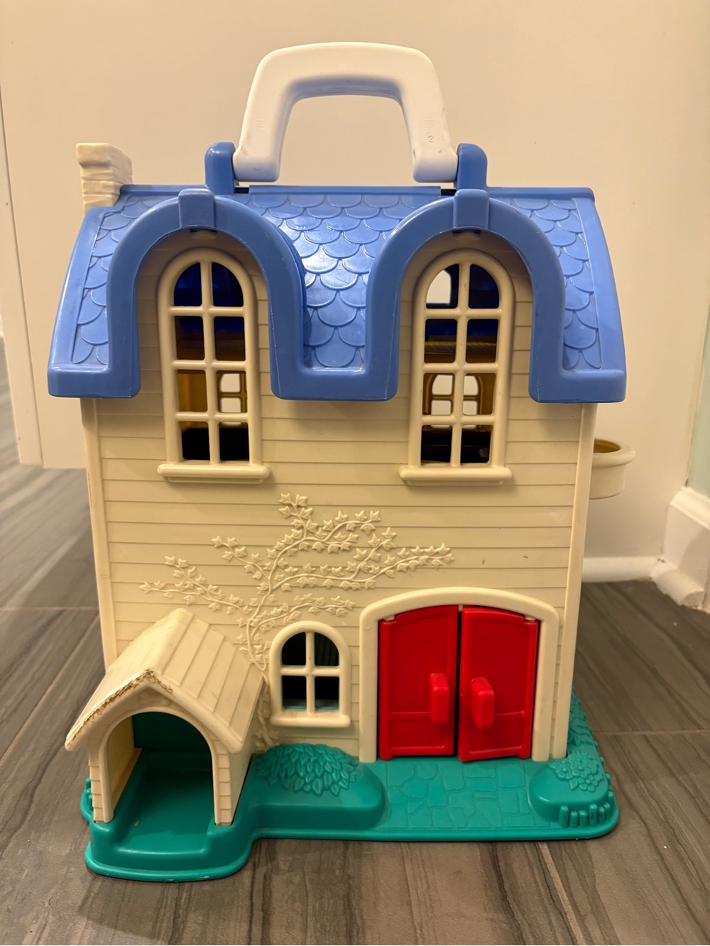 Fisher Price Little People Home Sweet Home Fold Out Dollhouse Blue Roof House